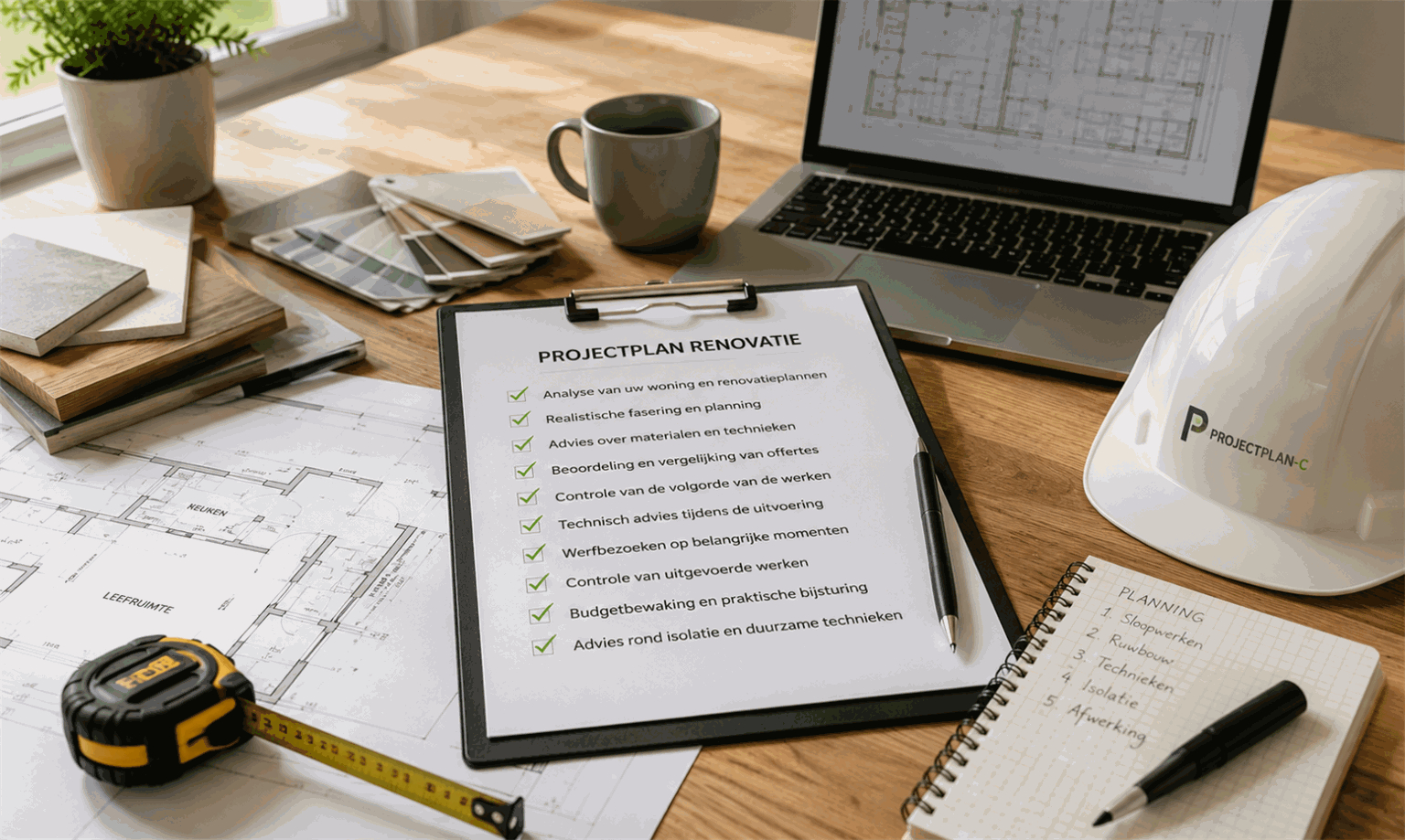 Afgewerkte leefruimte na renovatie