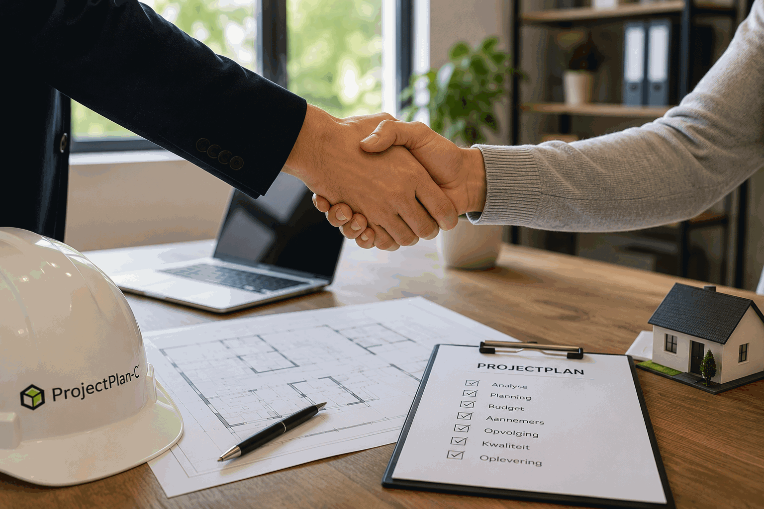 Afgewerkte leefruimte na renovatie