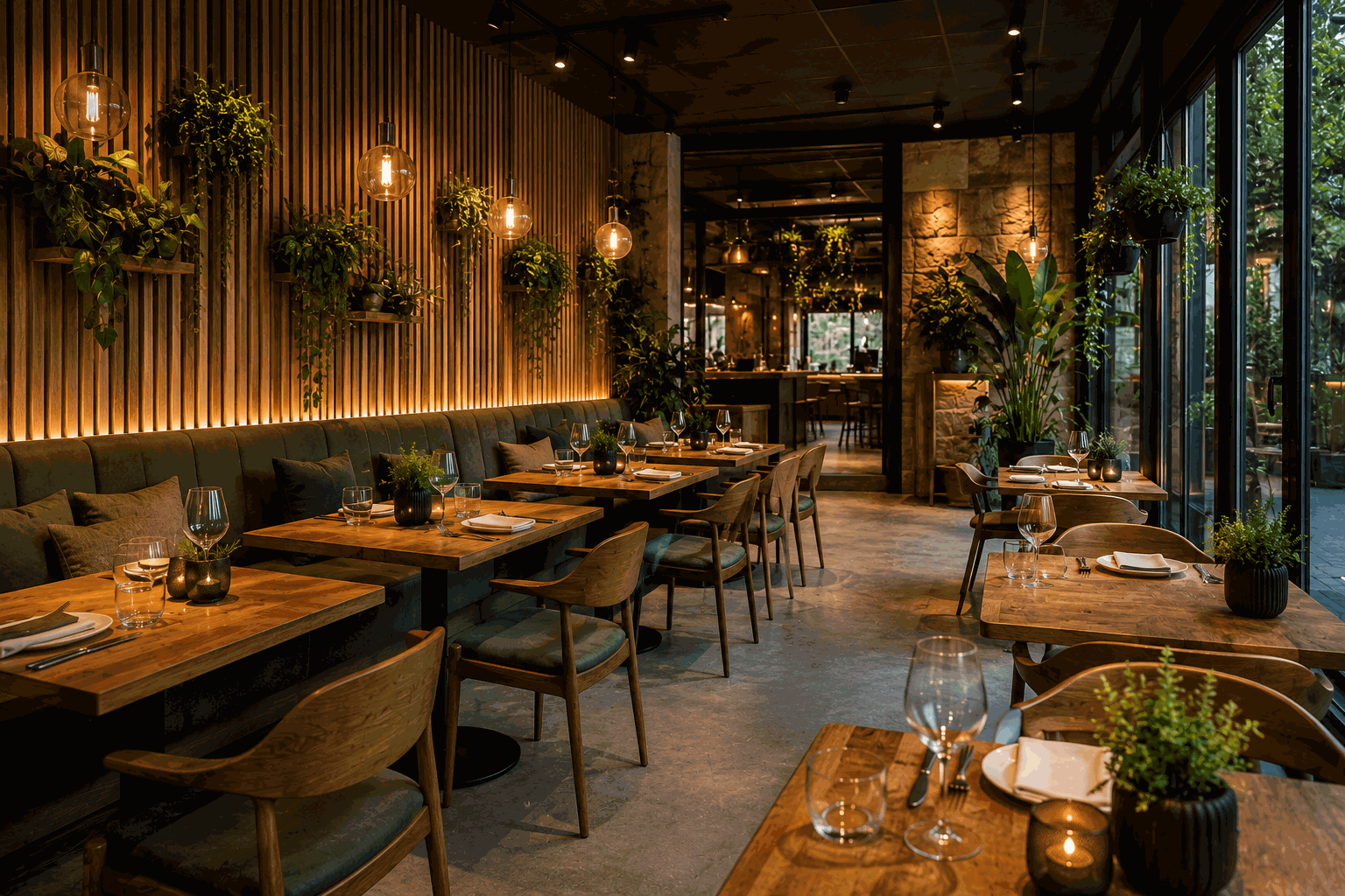 Duurzame materialen in restaurantinterieur