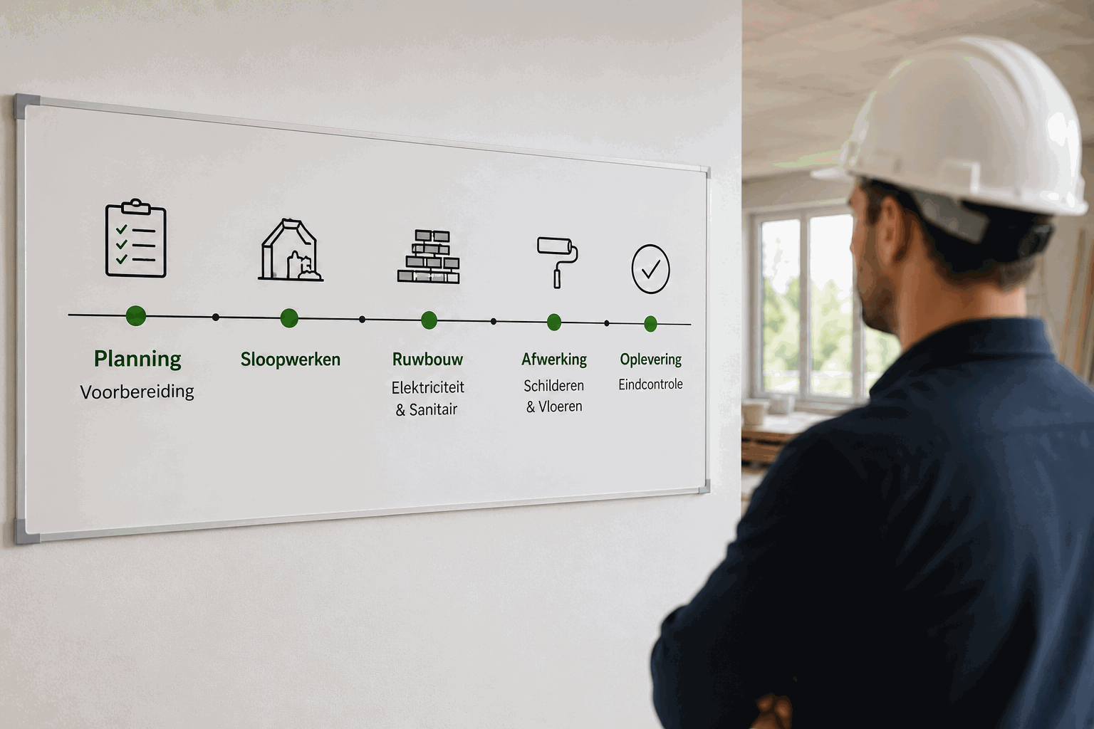 Afgewerkte leefruimte na renovatie