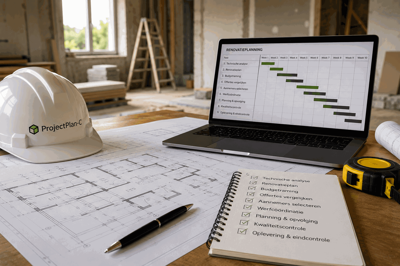 Afgewerkte leefruimte na renovatie